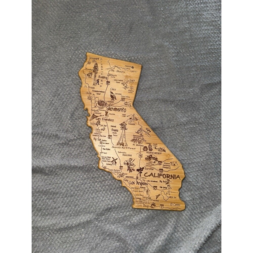 Totally Bamboo Destination California State Shaped Serving Cutting Board